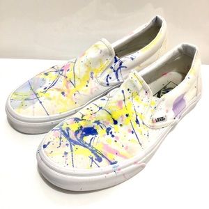 VANS White Custom Paint Splatter Women's 8.5